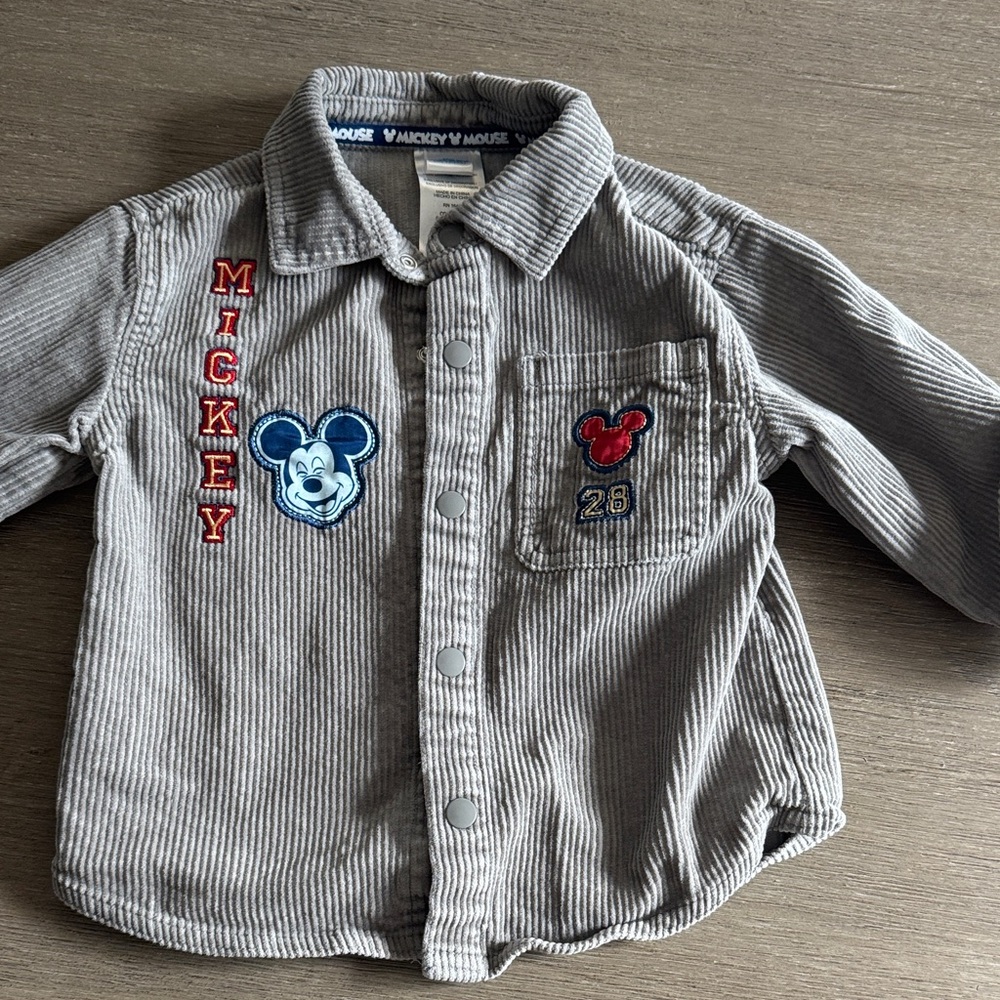 Disney Mickey Mouse Embroidered Gray Shirt